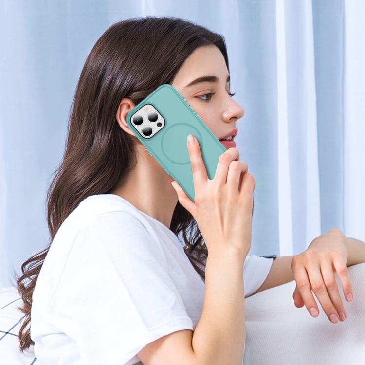 Funda híbrida de TPU Magsafe original para iPhone 16 Pro (azul claro)