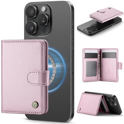 JEEHOOD J09 RFID - Bolsa para tarjetas con hebilla magnética (rosa)