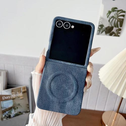 Funda magnética de PC y PU para Samsung Galaxy Z Flip5 5G Denim MagSafe (azul oscuro)