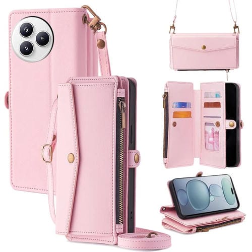 Funda de cuero con cremallera y hebilla lateral para Xiaomi Civi 5 Pro 5G (oro rosa)