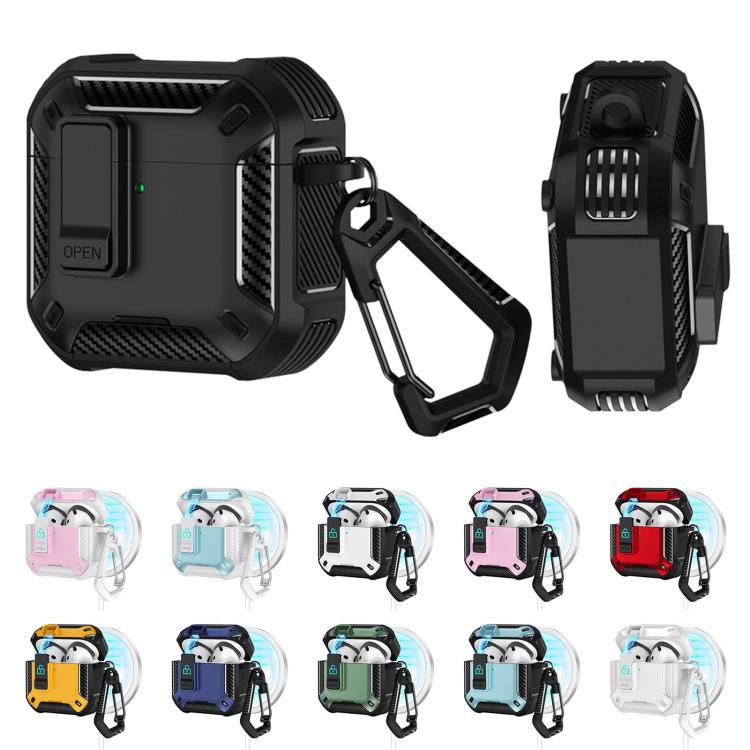 For AirPods Pro 2 Two Color MagSafe Magnetic Earphone Case with Holder & Security Lock(Black)