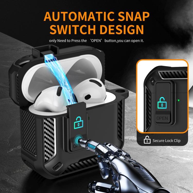 For AirPods Pro 2 Two Color MagSafe Magnetic Earphone Case with Holder & Security Lock(Black)