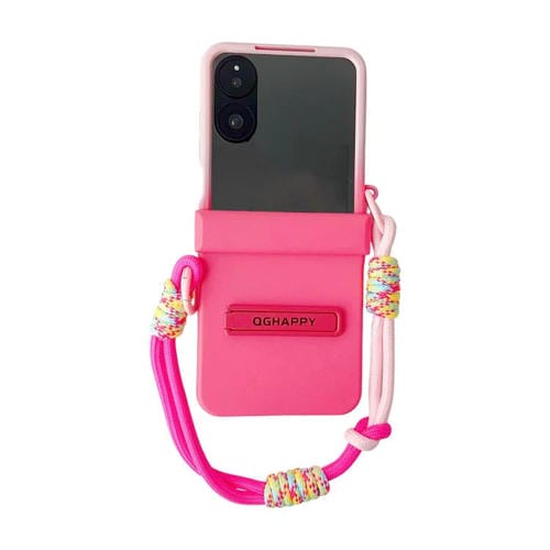 Funda para Xiaomi Mix Flip 2 con hebilla lateral de TPU integrada y pulsera (rosa y rojo rosa)