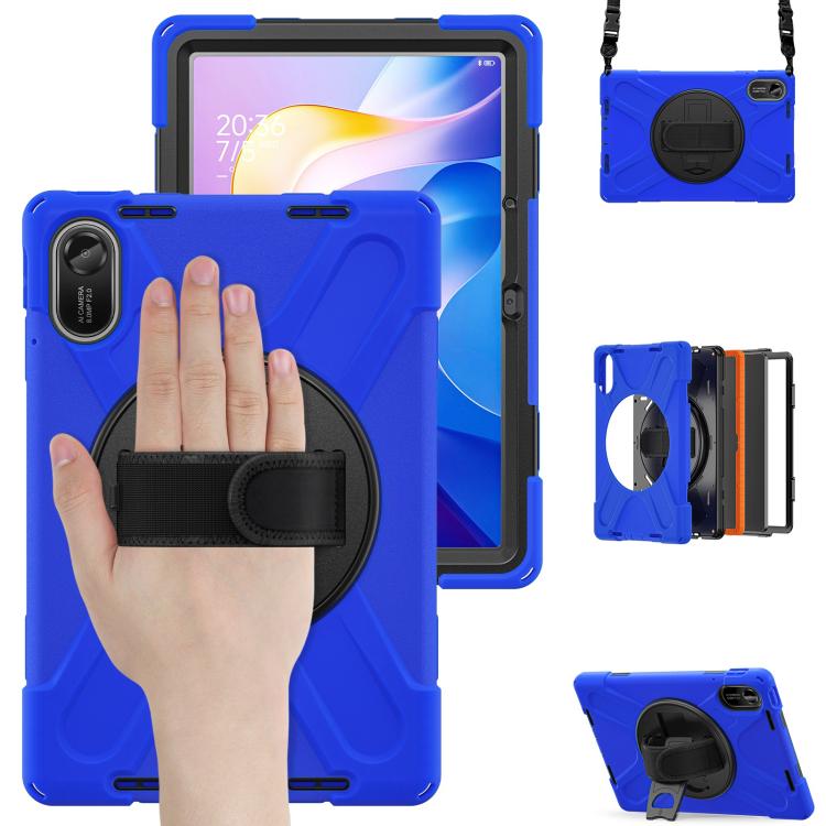 Funda híbrida de silicona con soporte giratorio para tableta Xiaomi Redmi Pad 2 11 2025 y correa para el hombro (azul)