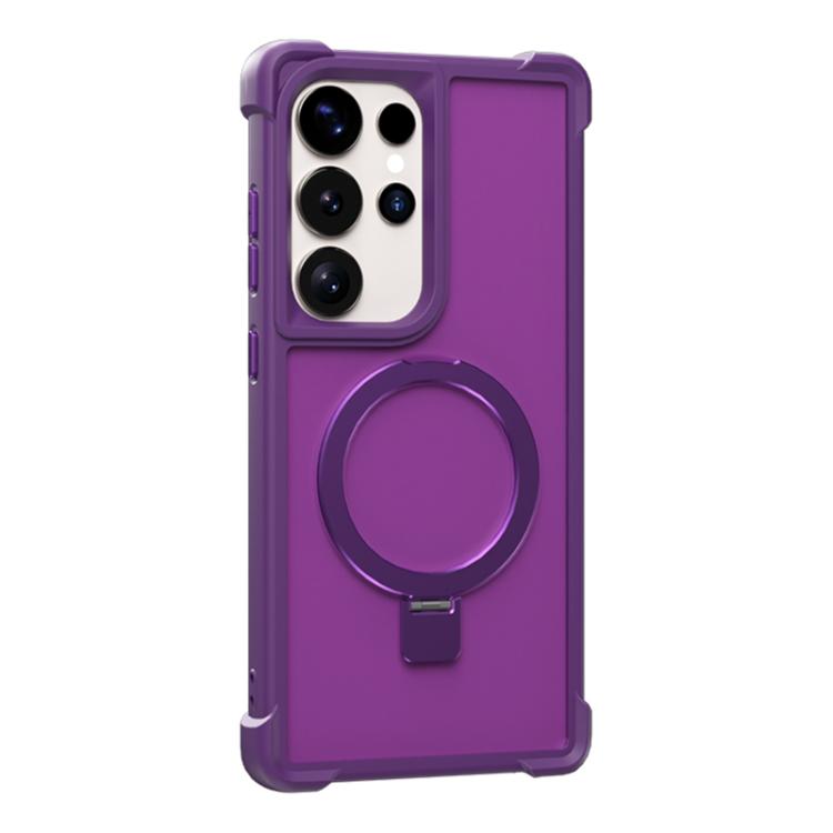 Funda para Samsung Galaxy S23 Ultra 5G con soporte MagSafe de cuatro esquinas a prueba de golpes (morado)