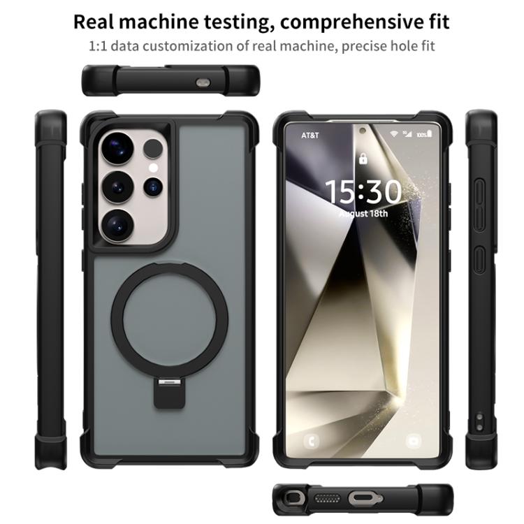 Funda para Samsung Galaxy S23 Ultra 5G con soporte MagSafe de cuatro esquinas a prueba de golpes (gris)