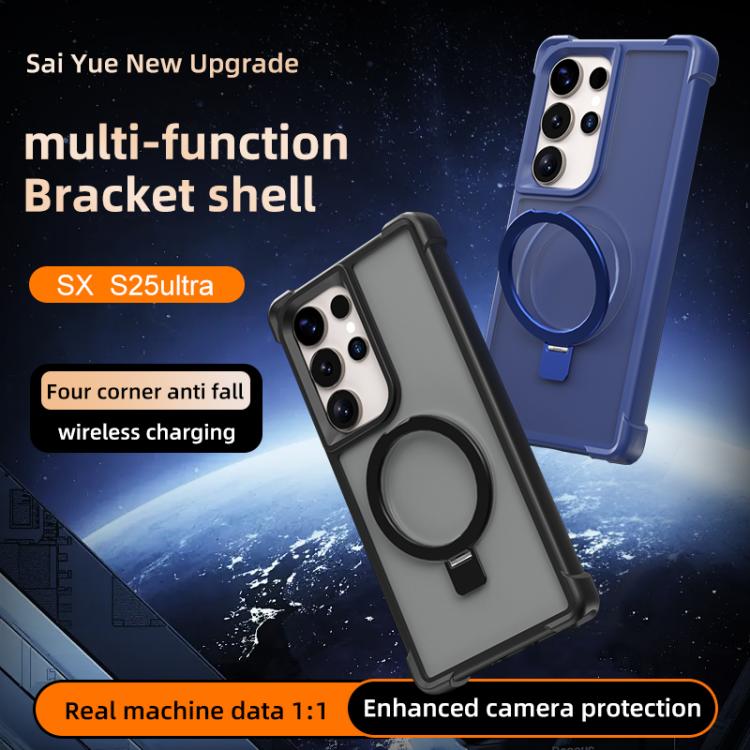 Funda para Samsung Galaxy S23 Ultra 5G con soporte MagSafe de cuatro esquinas a prueba de golpes (negra)