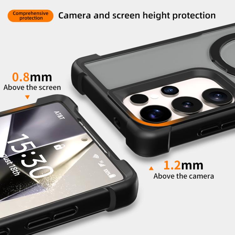 Funda para Samsung Galaxy S25 Ultra 5G con soporte MagSafe de cuatro esquinas a prueba de golpes (azul)