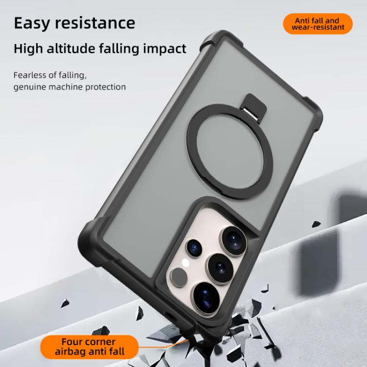 Funda para Samsung Galaxy S23 Ultra 5G con soporte MagSafe de cuatro esquinas a prueba de golpes (gris)