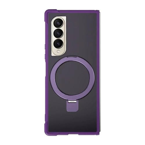 Funda para Samsung Galaxy Z Fold4 con soporte MagSafe de cuatro esquinas a prueba de golpes (morado)