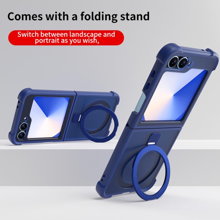 Funda para Samsung Galaxy Z Flip6/5 con soporte MagSafe de cuatro esquinas a prueba de golpes (negra)