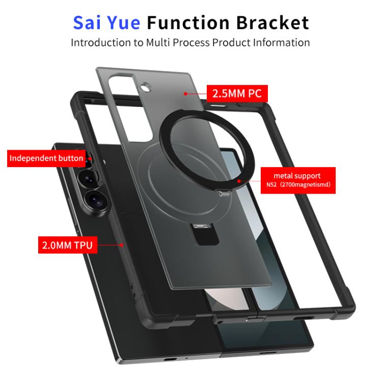 Funda para Samsung Galaxy Z Fold5 con soporte MagSafe de cuatro esquinas a prueba de golpes (dorada)