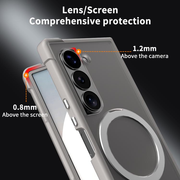Funda para Samsung Galaxy Z Fold4 con soporte MagSafe de cuatro esquinas a prueba de golpes (morado)