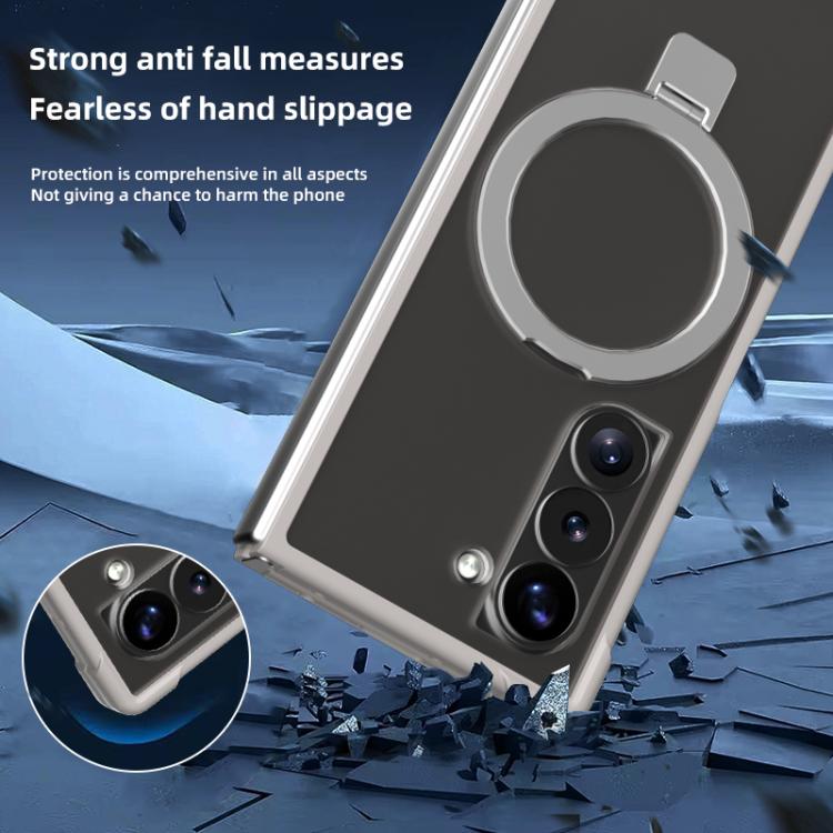 Funda para Samsung Galaxy Z Fold5 con soporte MagSafe de cuatro esquinas a prueba de golpes (dorada)