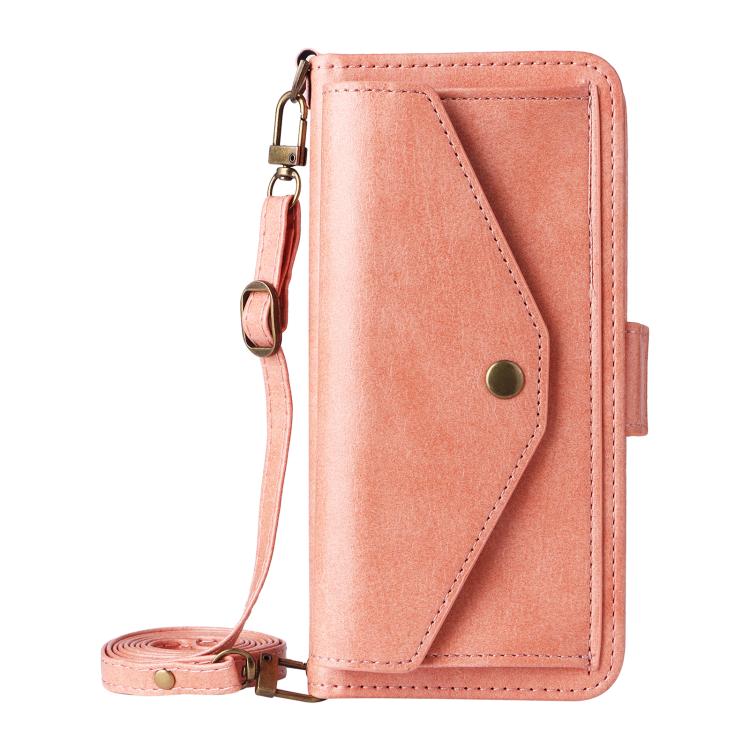 Funda de piel de vacuno cruzada con ranuras para múltiples tarjetas para Samsung Galaxy Z Fold2 5G (rosa)