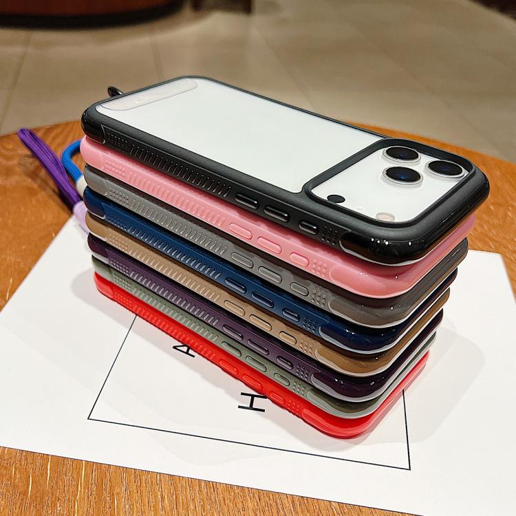 Funda de acrílico TPU transparente con borde liso y correa para la muñeca para Samsung Galaxy S25/S24 5G (gris)
