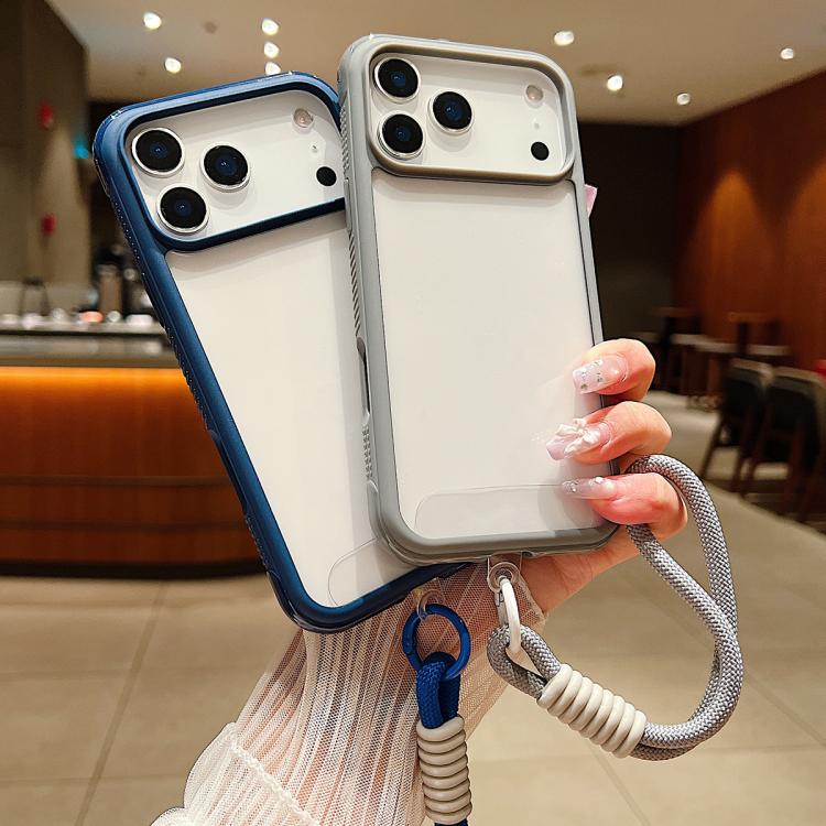 Funda de acrílico transparente de TPU con borde liso y correa para la muñeca para Samsung Galaxy S25 Ultra / S24 Ultra 5G (marrón)