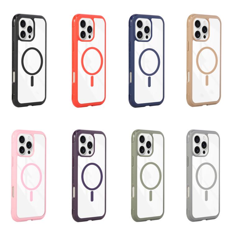 Funda magnética MagSafe transparente con borde liso para Samsung Galaxy S25 Edge 5G (roja)