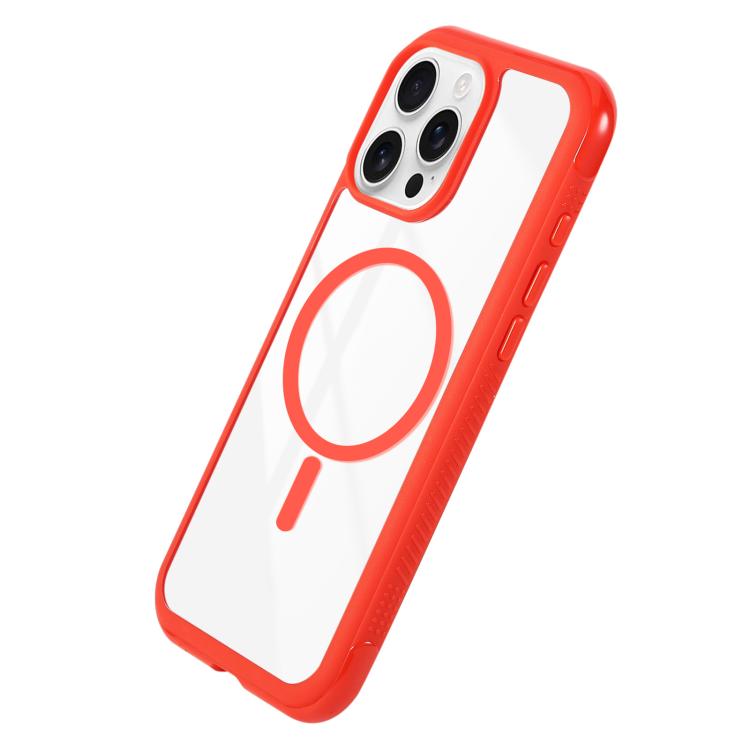 Funda magnética MagSafe transparente con borde liso para Samsung Galaxy S25 Ultra/S24 Ultra 5G (roja)
