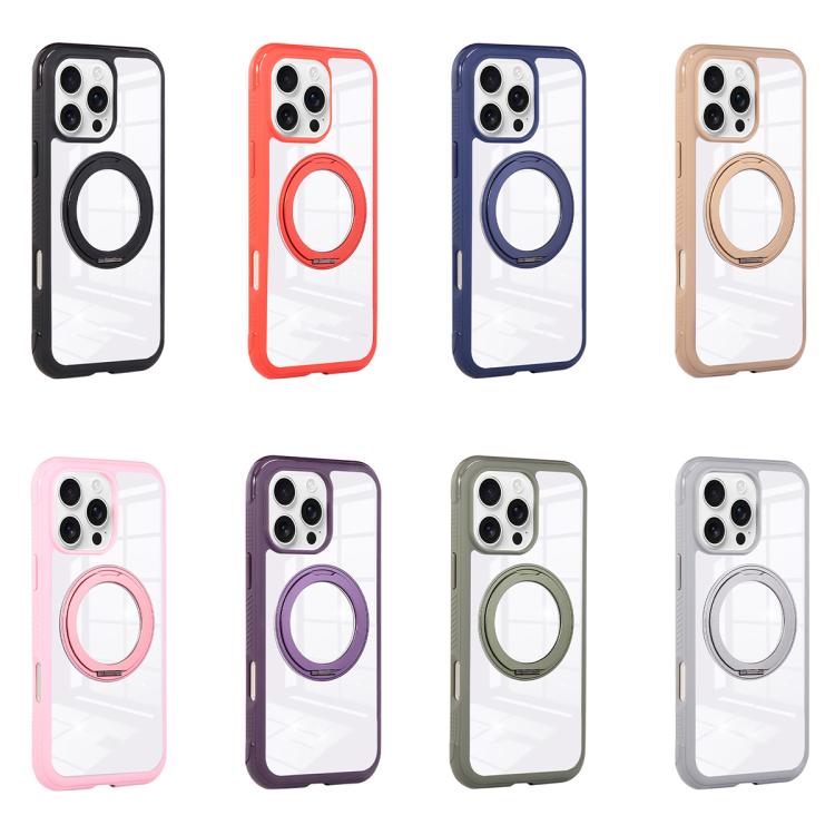 Funda para Samsung Galaxy S25 Edge 5G con borde transparente, rotación y soporte MagSafe (rojo)