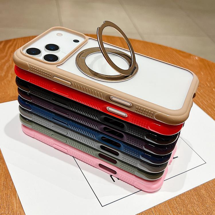 Funda MagSafe para Samsung Galaxy S25/S24 5G con borde transparente y rotación (rojo)