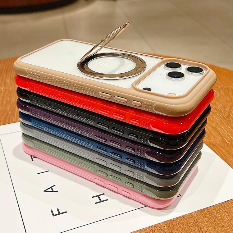 Funda MagSafe para Samsung Galaxy S25/S24 5G con borde transparente y rotación (rojo)