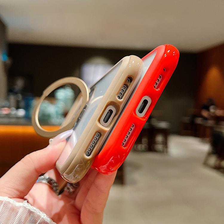 Funda MagSafe para Samsung Galaxy S25 Ultra / S24 Ultra 5G con borde transparente y rotación (rojo)