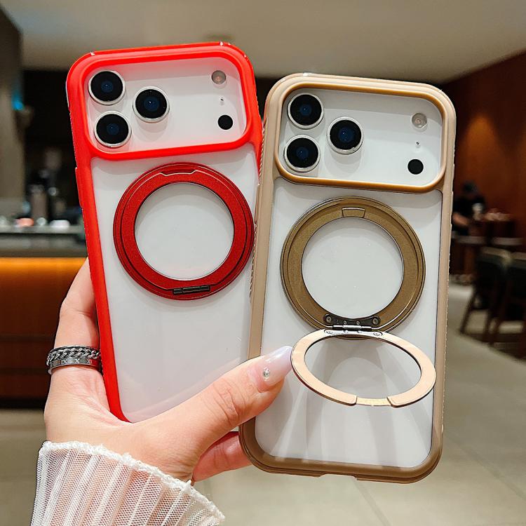 Funda MagSafe para Samsung Galaxy S25/S24 5G con borde transparente y rotación (rojo)