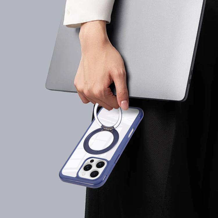 Funda MagSafe para Samsung Galaxy S25 Ultra / S24 Ultra 5G con borde transparente y rotación (gris)