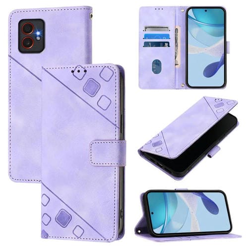 Funda de piel con relieve para Samsung Galaxy XCover7 Pro (morado claro)