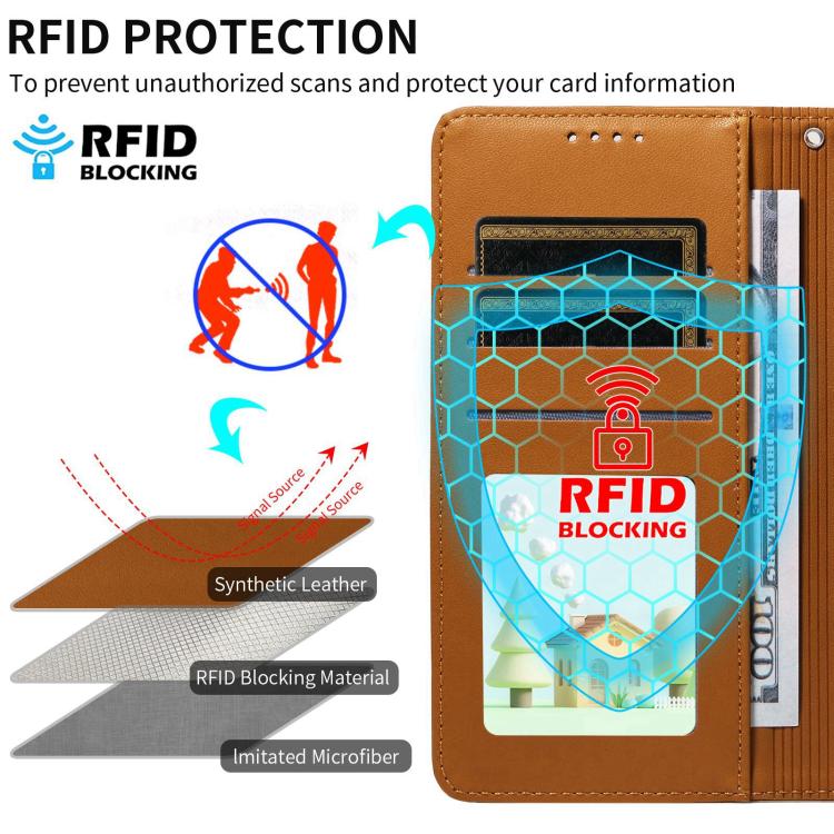 Funda de cuero con bloqueo RFID para Samsung Galaxy S23+ 5G, con diseño de corazón en relieve y perro (marrón)
