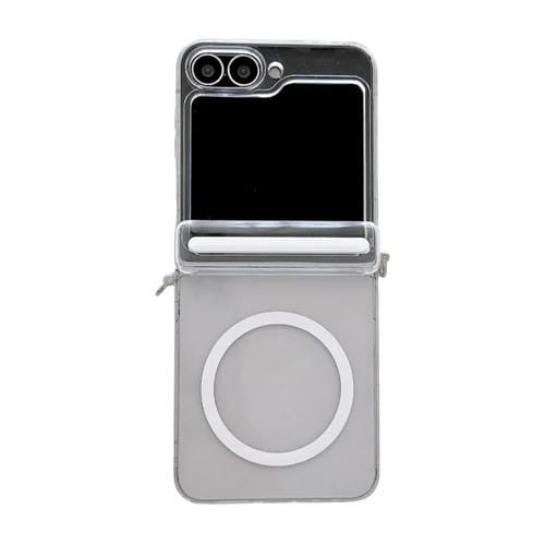 Funda transparente MagSafe con eje y hebilla lateral para Samsung Galaxy Z Flip5