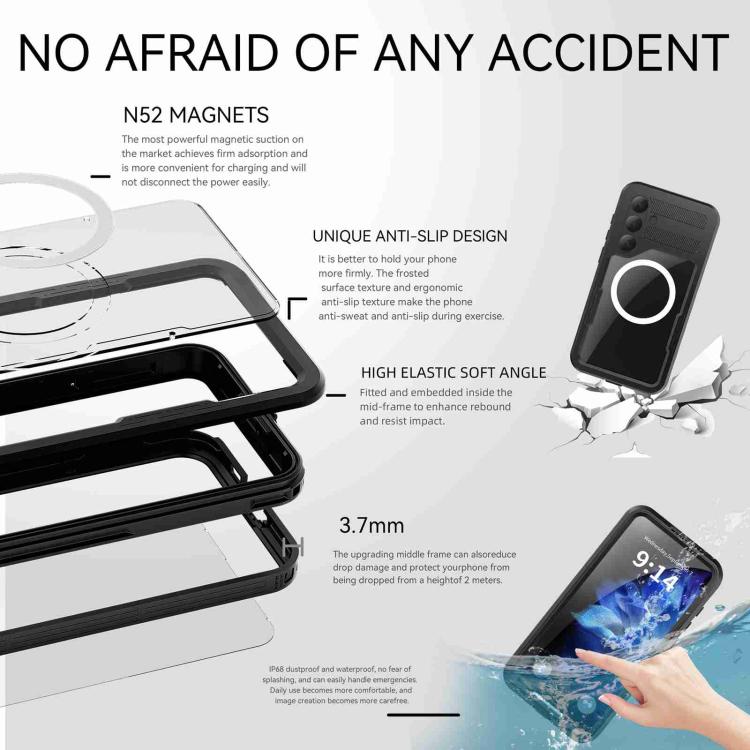 Funda RedPepper para Samsung Galaxy S25+ 5G, resistente al agua IP68, triple protección MagSafe (negra)
