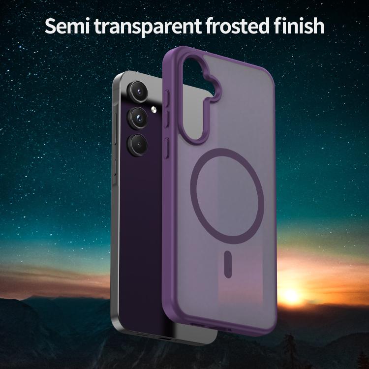 Funda híbrida de TPU translúcida con acabado mate MagSafe para Samsung Galaxy A55 5G (morado cristal)