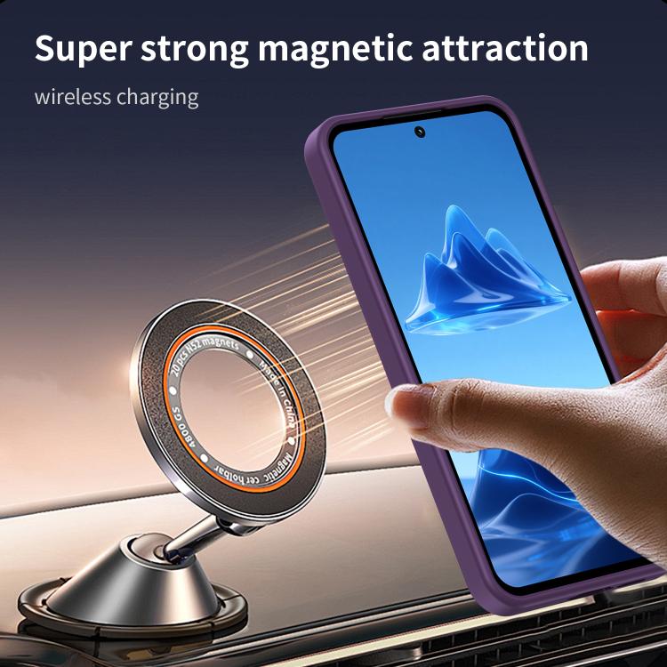 Funda híbrida de TPU translúcida con acabado mate MagSafe para Samsung Galaxy A55 5G (morado cristal)