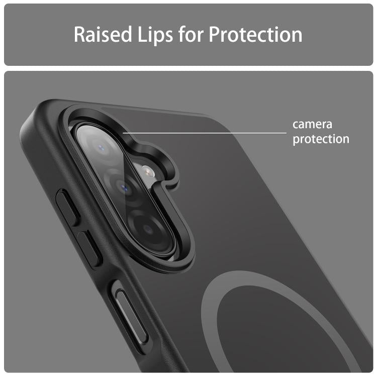 Funda híbrida de TPU translúcida con acabado mate MagSafe para Samsung Galaxy A26 5G (negro)