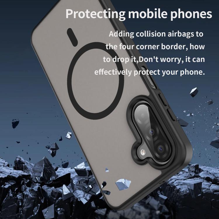 Funda híbrida de TPU translúcida con acabado mate MagSafe para Samsung Galaxy A26 5G (negro translúcido)