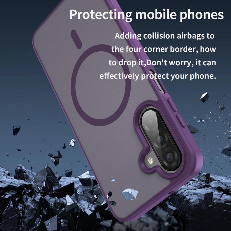 Funda híbrida de PC y TPU translúcida con acabado mate MagSafe para Samsung Galaxy A26 5G (morado cristal)