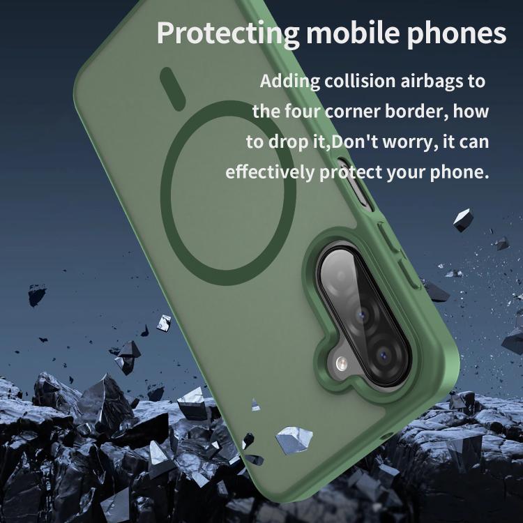 Funda híbrida de TPU translúcida con acabado mate MagSafe para Samsung Galaxy A26 5G (verde oliva)