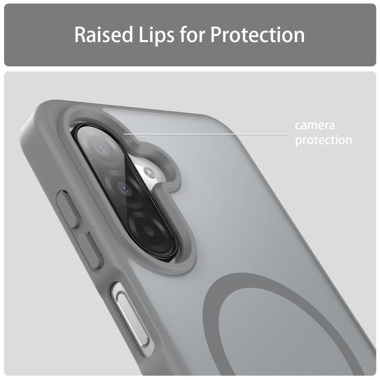 Funda híbrida de TPU translúcida con acabado mate MagSafe para Samsung Galaxy A26 5G (gris plateado)