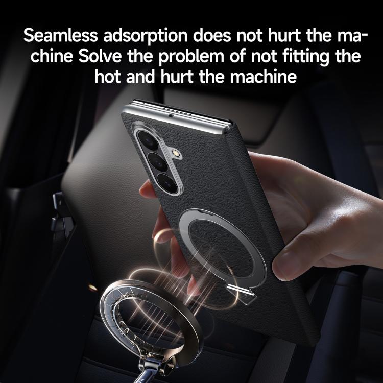 Funda de cuero con soporte magnético MagSafe y ventana SULADA Smart View para Samsung Galaxy Z Fold7 5G (roja)