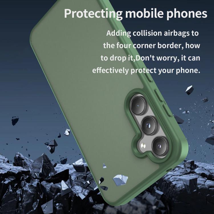 Funda híbrida de TPU translúcida y esmerilada para Samsung Galaxy A55 5G (verde oliva)