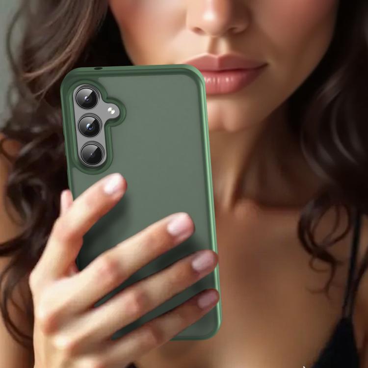 Funda híbrida de TPU translúcida y esmerilada para Samsung Galaxy A55 5G (verde oliva)