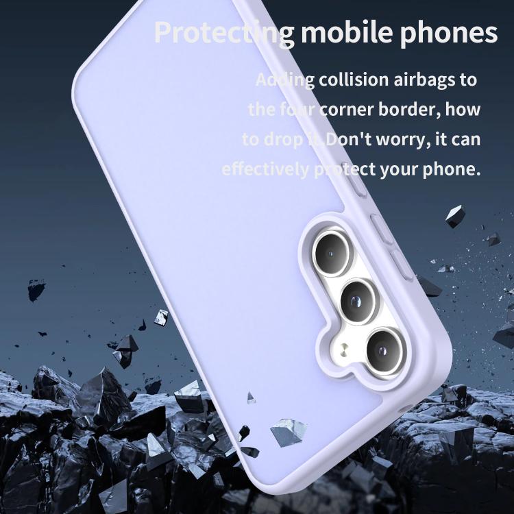 Funda híbrida de TPU translúcida y esmerilada para Samsung Galaxy A55 5G (lavanda)