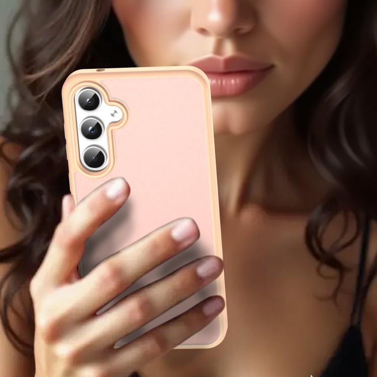 Funda híbrida de TPU translúcida y esmerilada para Samsung Galaxy A55 5G, serie Fanying (polvo rojo)