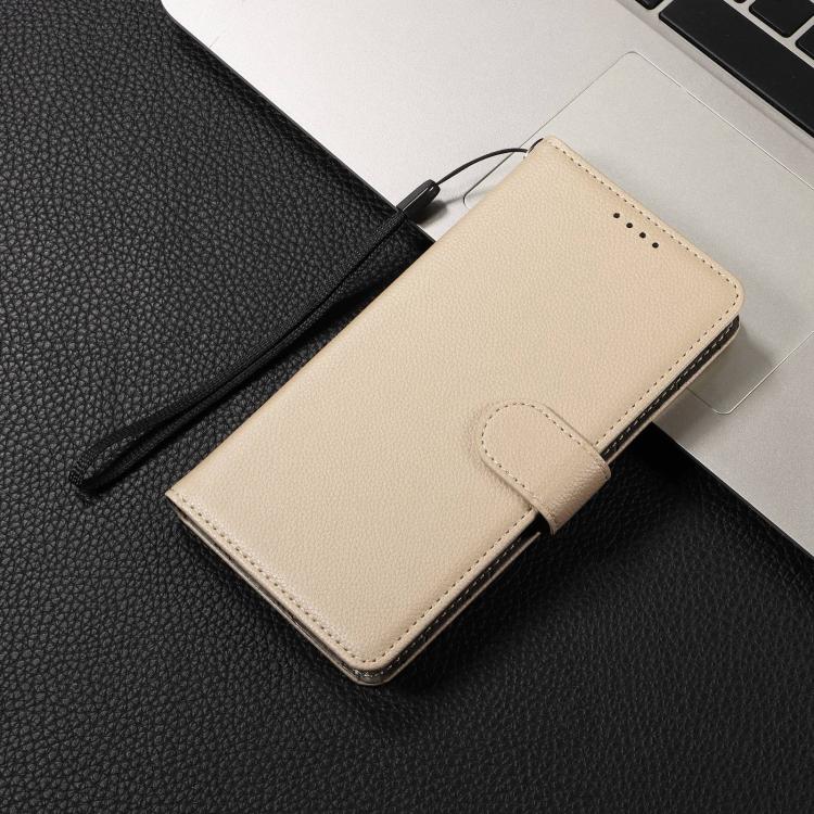 Funda de cuero tipo billetera con textura Litchi y bloqueo RFID para Samsung Galaxy A35 5G (beige)