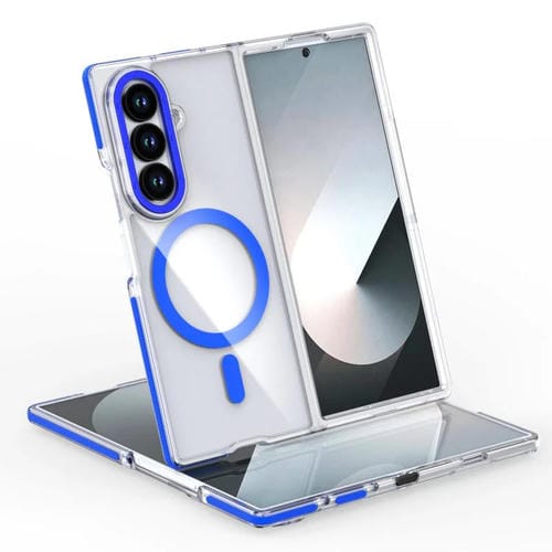 Funda híbrida de TPU y acrílico transparente de dos colores MagSafe para Samsung Galaxy Z Fold7 5G (azul)