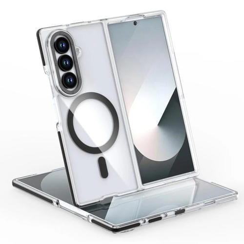 Funda híbrida de TPU y acrílico transparente de dos colores MagSafe para Samsung Galaxy Z Fold7 5G (negra)