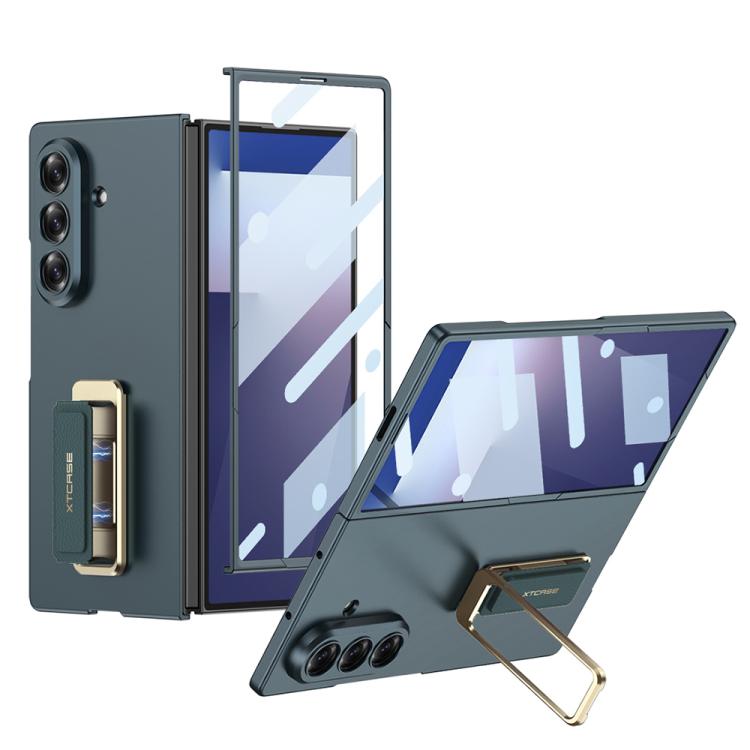 Funda ultrafina con correa de muñeca integrada y soporte giratorio para Samsung Galaxy Z Fold7 5G GKK (verde)