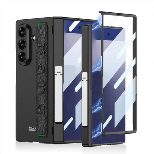 Funda plegable con bisagras magnéticas integradas GKK para Samsung Galaxy Z Fold7 5G con soporte lateral (negra)